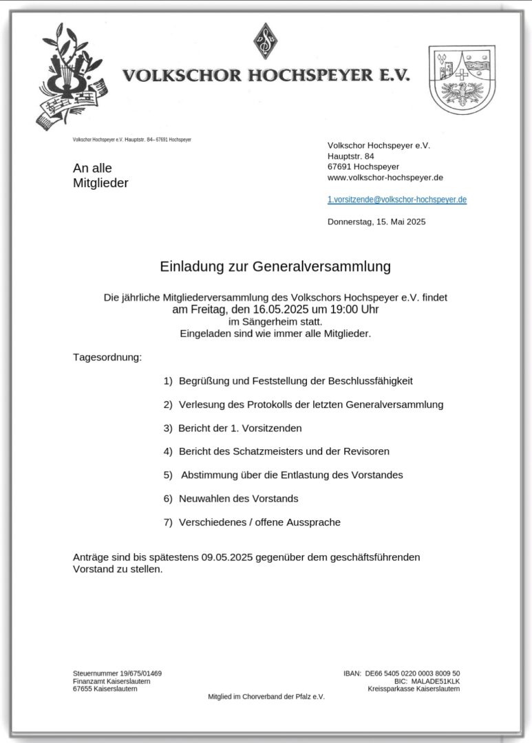 Einladung Generalversammlung 2025 print